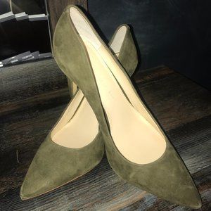 suede green stilettos